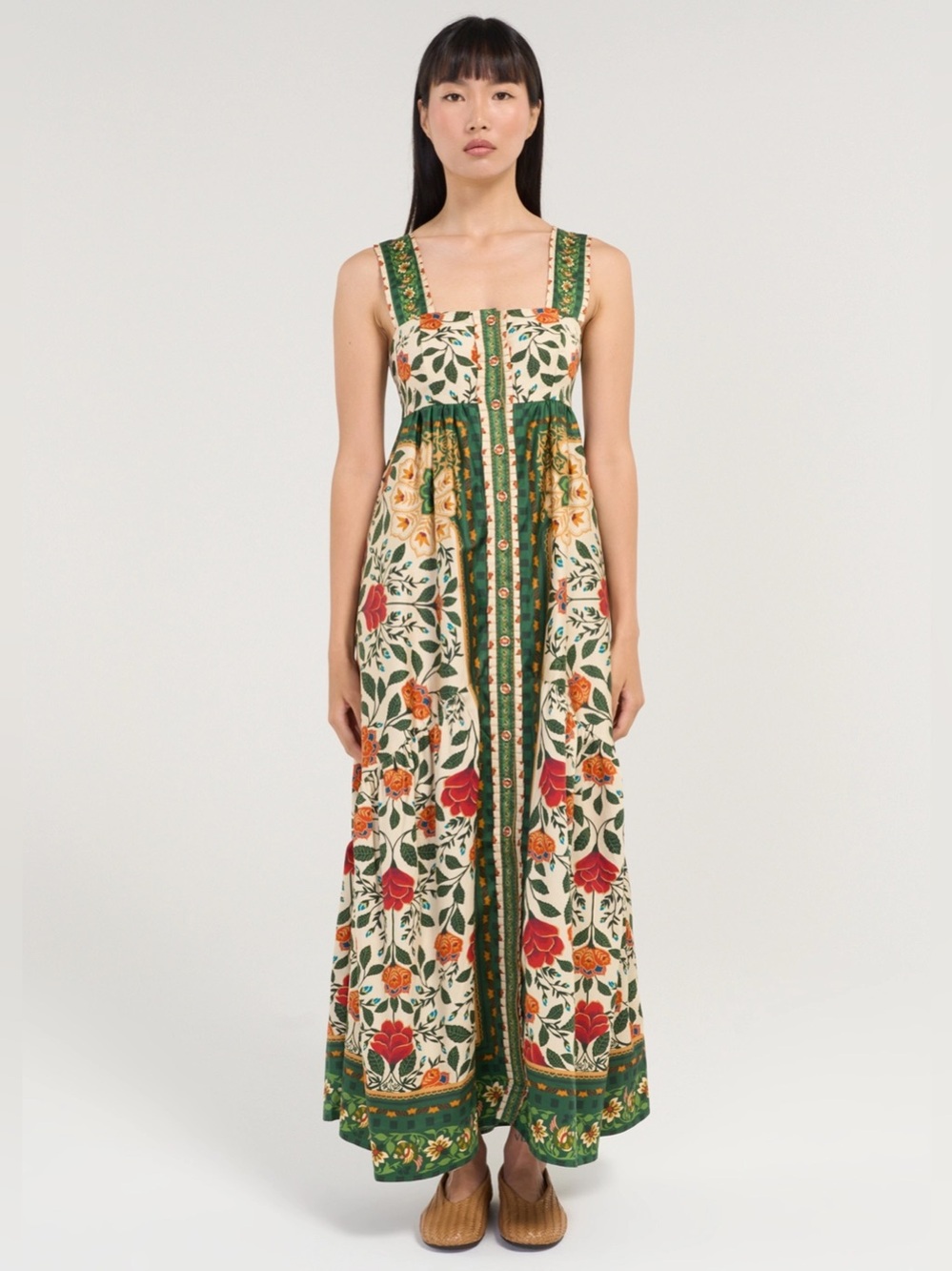 Farm Rio Garden Tapestry Maxi Dress Floral Small